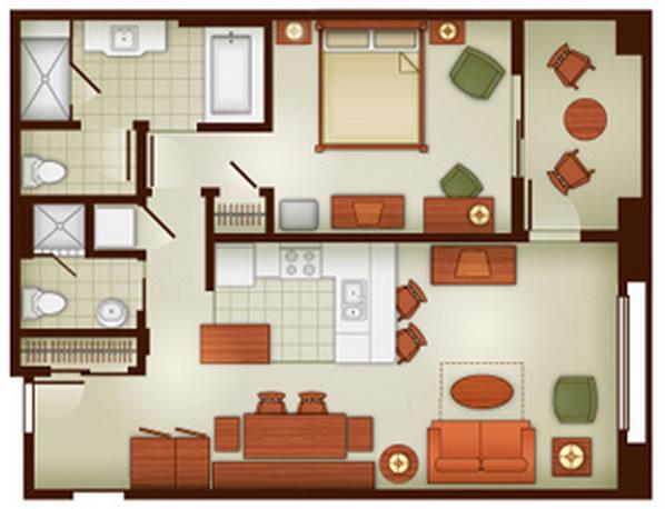 grand-californian-villas one-bedroom layout